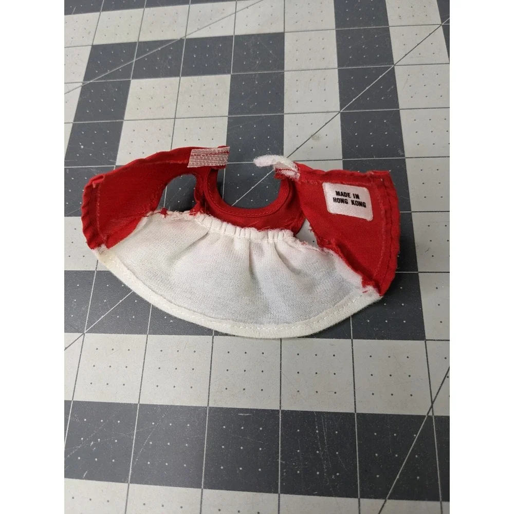 Vintage‎ Doll Dress Red White 2.5 Inch Long Hong Kong